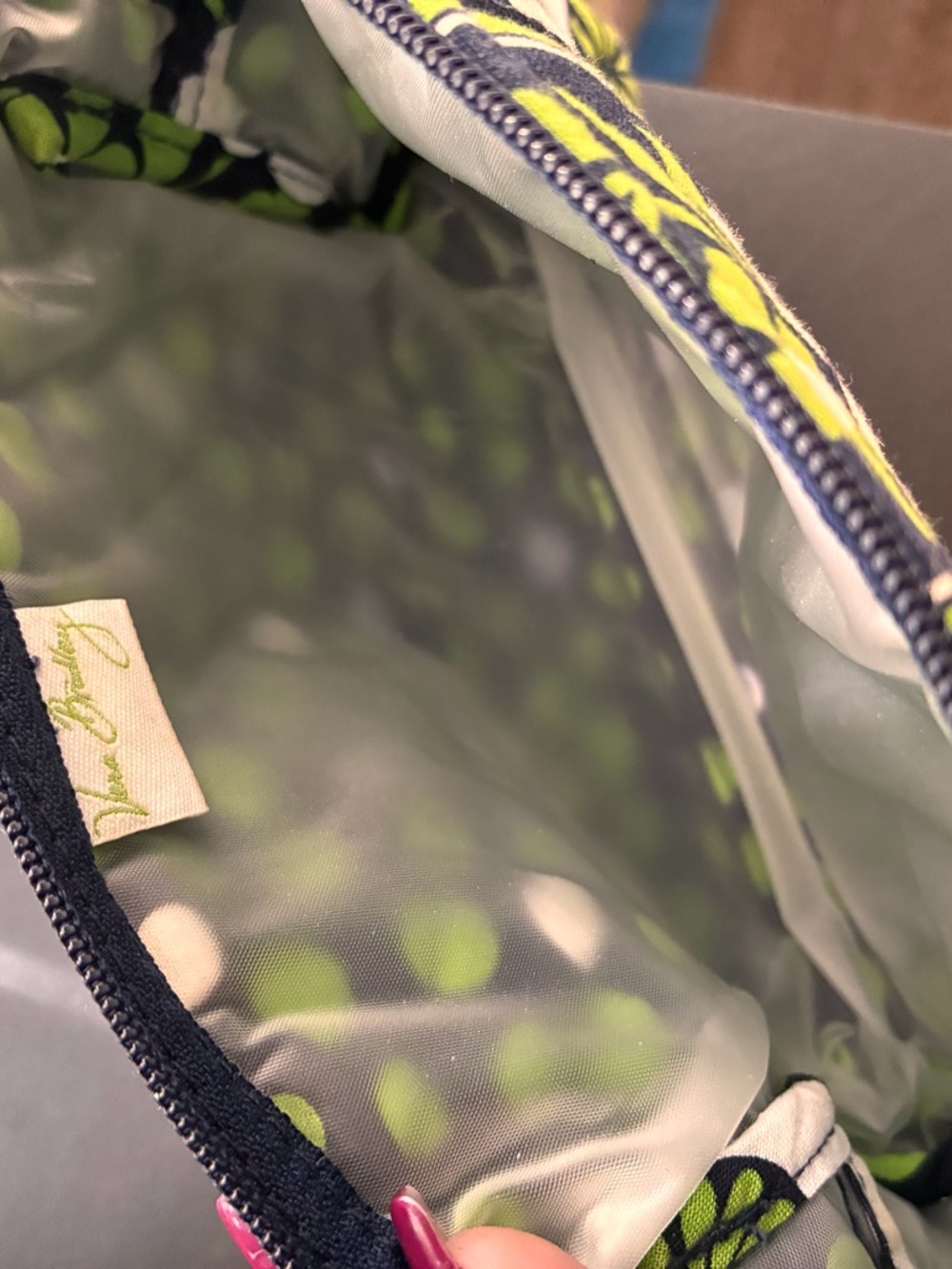 Vera Bradley Navy, Green & White Quilted Floral Cosmetic Pouch - Picture 3 of 3